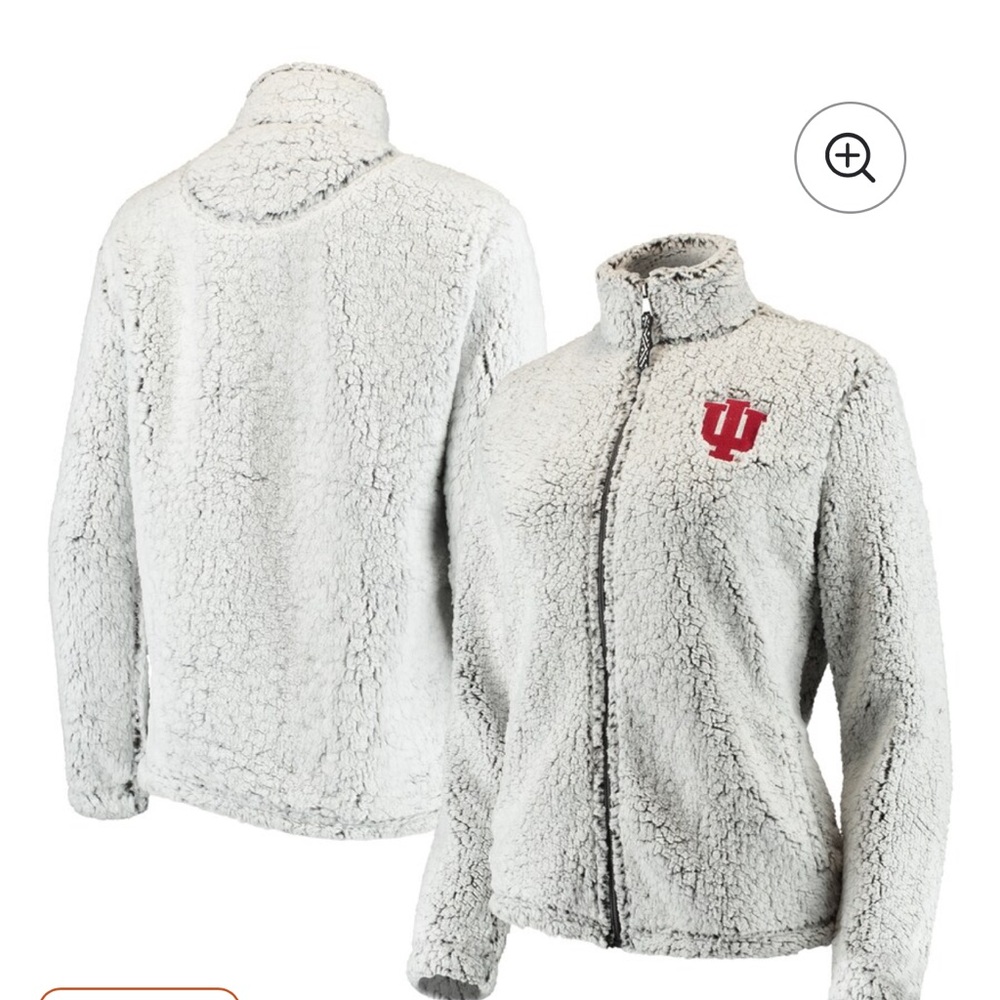 Women’s Heather Gray Indiana Hoosiers Sherpa Full Zip Jacket Medium NWOT